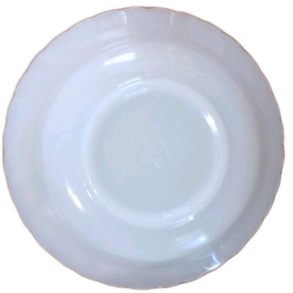 Anchor Hocking Fire King 2 White Shelll Swirl Gold Trim Bowls Vintage MCM - Picture 4 of 9